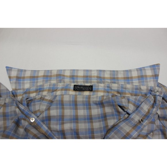 Bon Homme men's vintage pearl snap front plaid Western cowboy‎ shirt XL - Picture 9 of 10